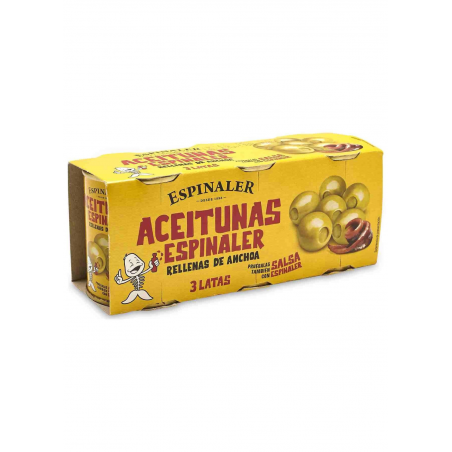 Aceitunas Espinaler Rellenas de Anchoa - Pack de 3 - 50gr. 